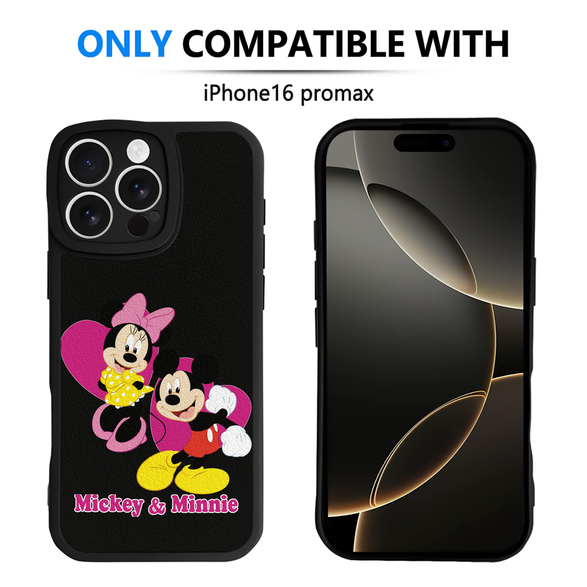 （画像用） ミッキーマウス Mickey Mouse 【iPhone 16シリーズ対応】シリコンスマホケース（レザー調） 材質：シリコン